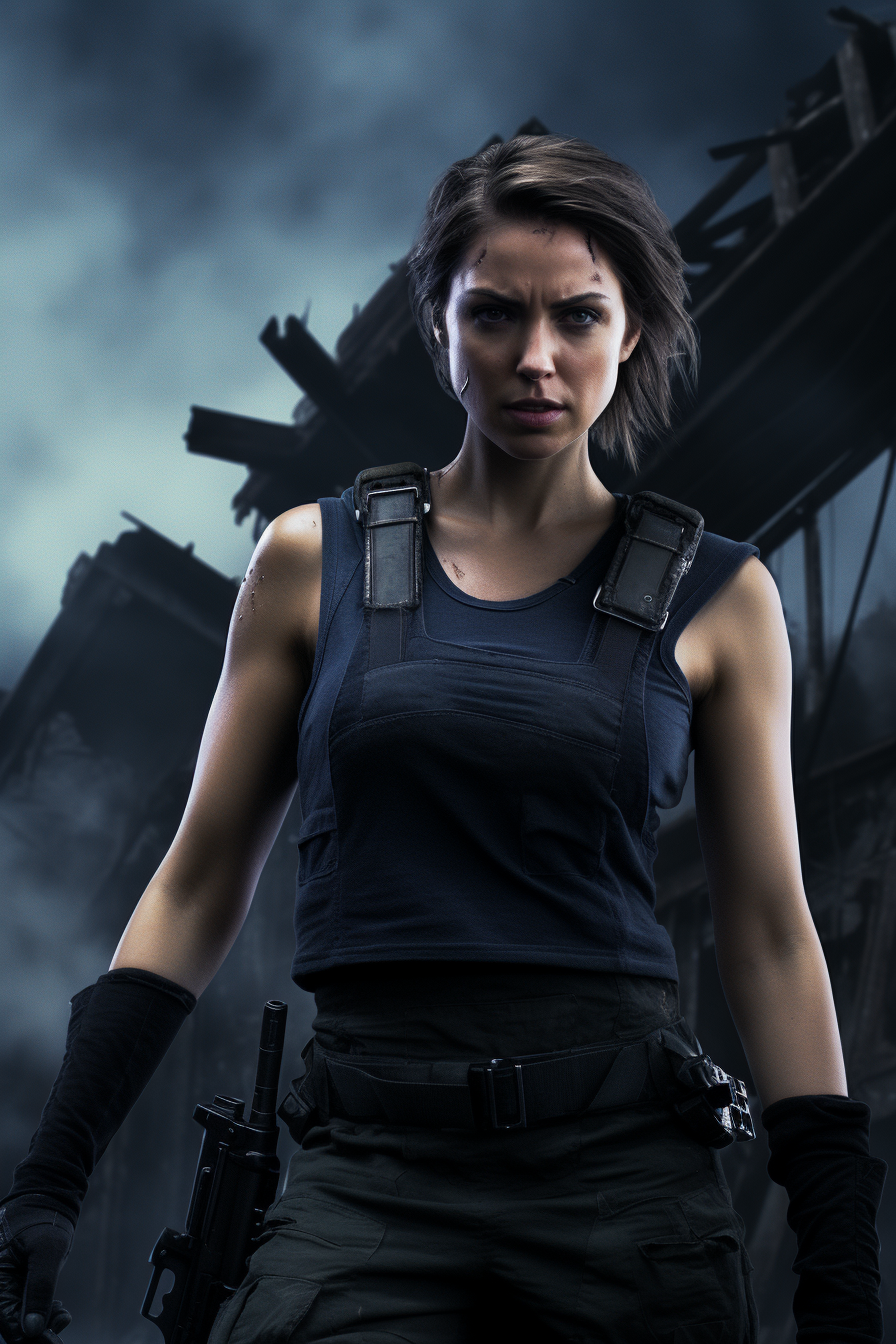 Gal Gadot as Jill Valentine in action