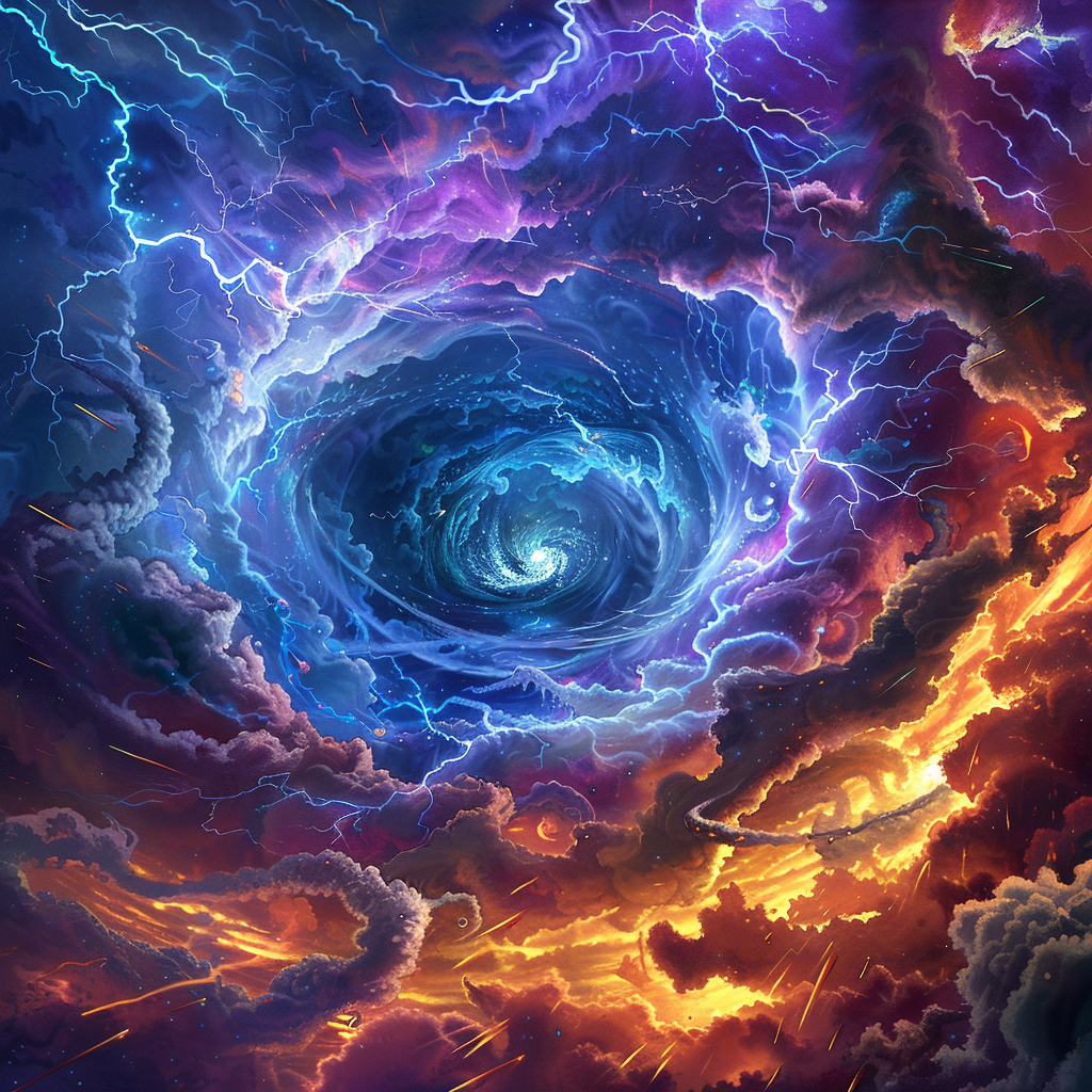 swirling colorful space storm illustration