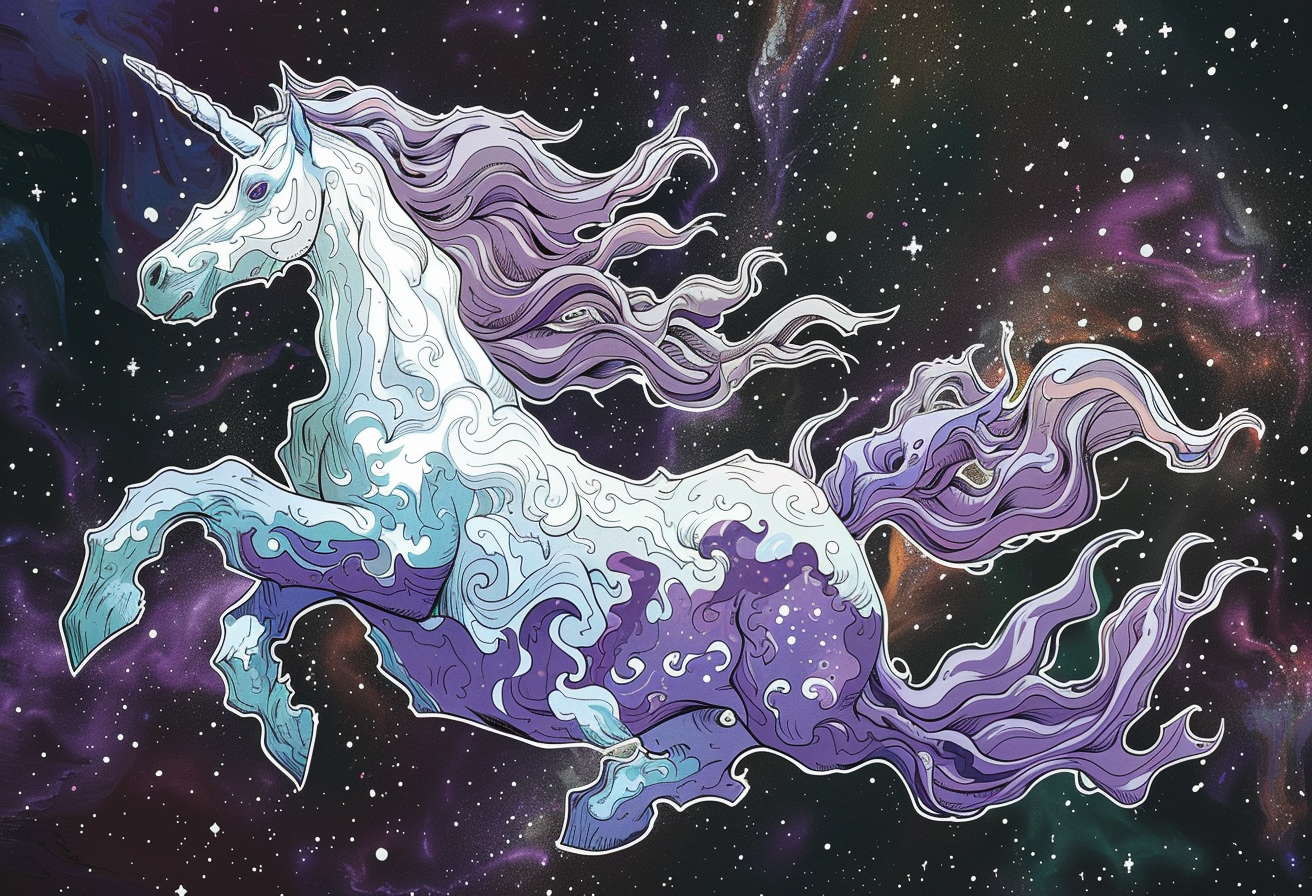 Galactic Unicorn Graffiti Illustration