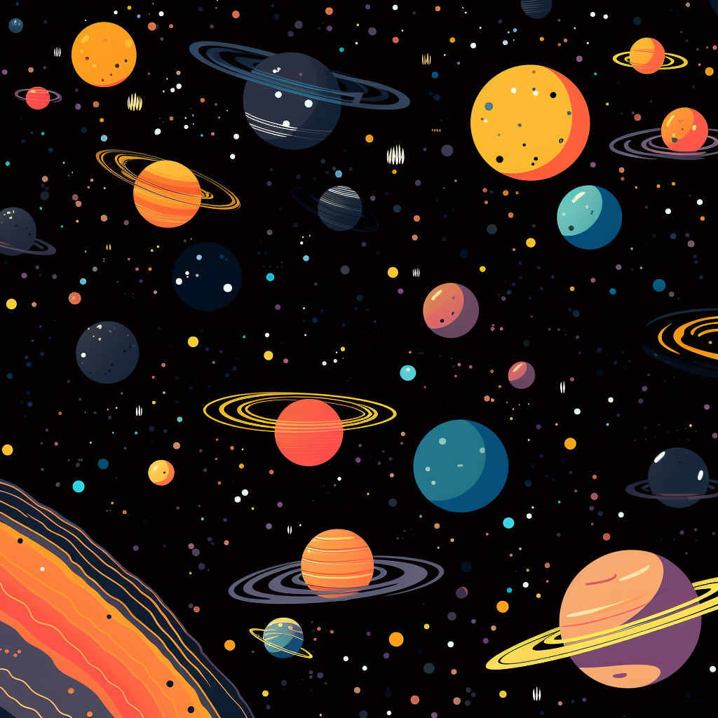 Minimalist galactic wallpaper in comic style