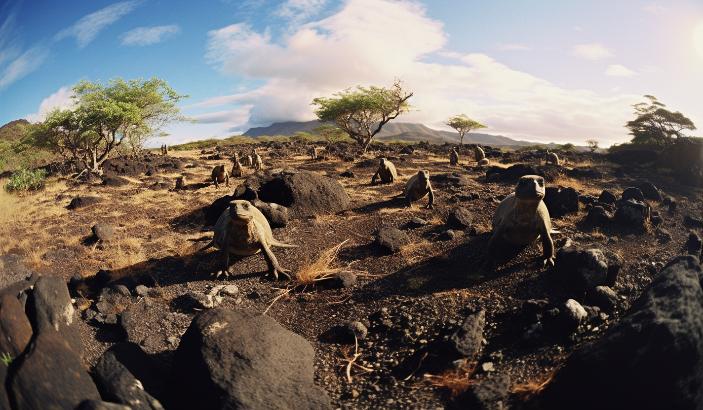 1835 Galapagos Islands landscape with diverse animals