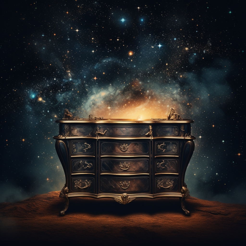 Mystical galaxy revealed through opened dnd dresser