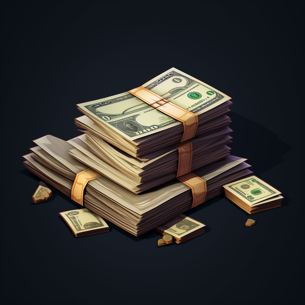 2D asset minimalist art money bills