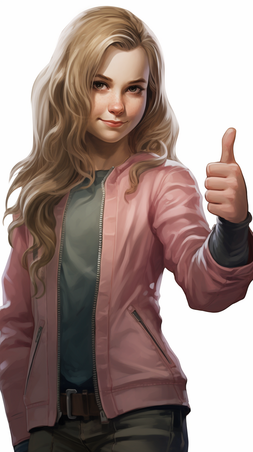 young girl thumbs up