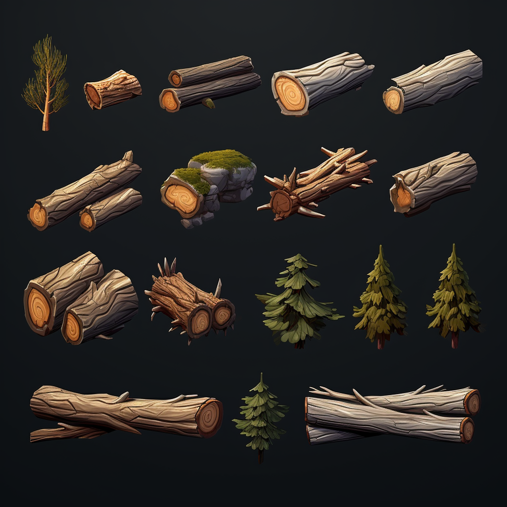 Tree logs game asset spritesheet