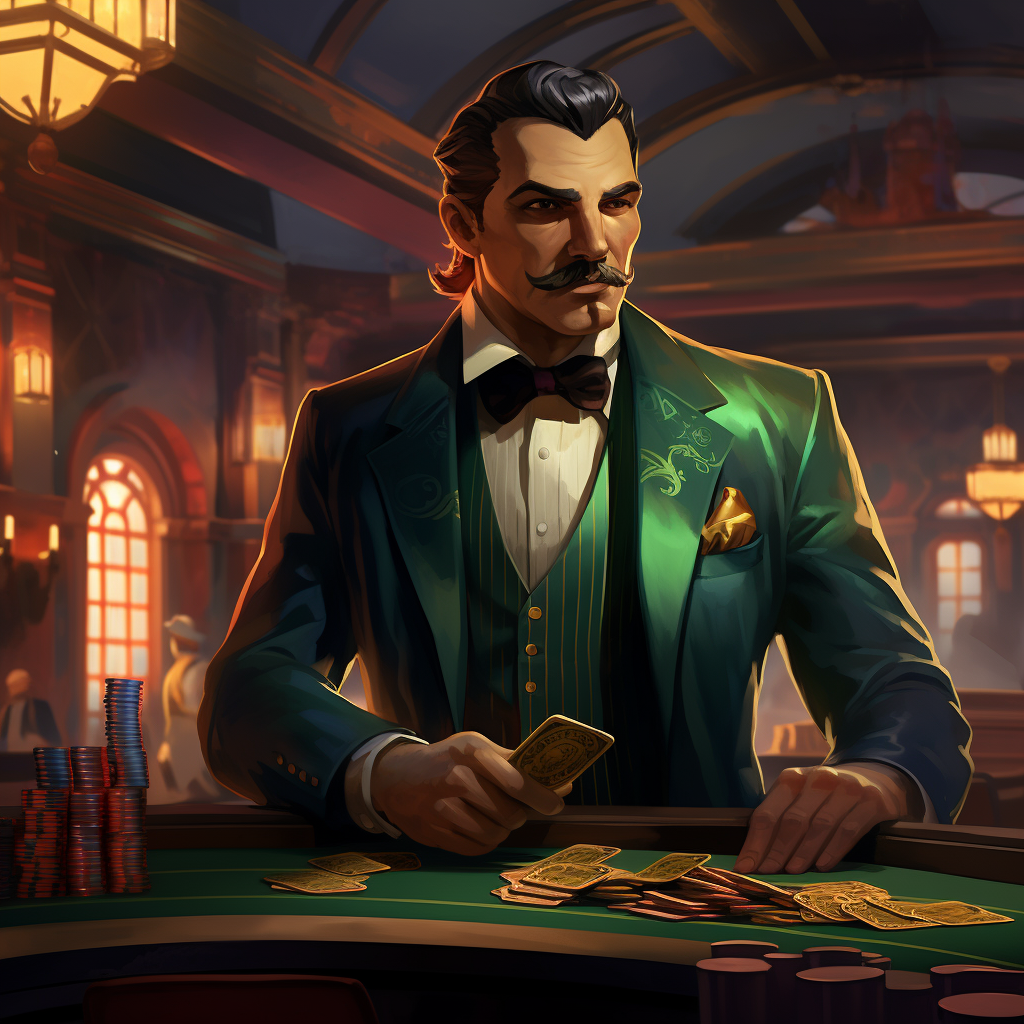 Casino dealer game character at work