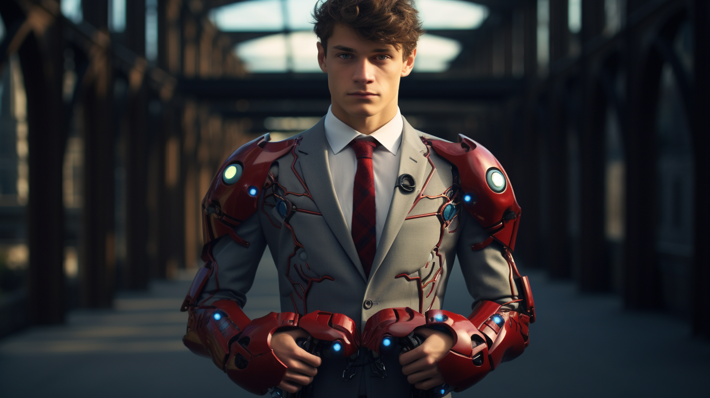 Tyler Blevins in game controller suit superhero city