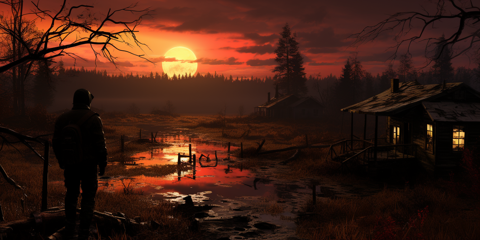 Scenic sunset in the game Dayz