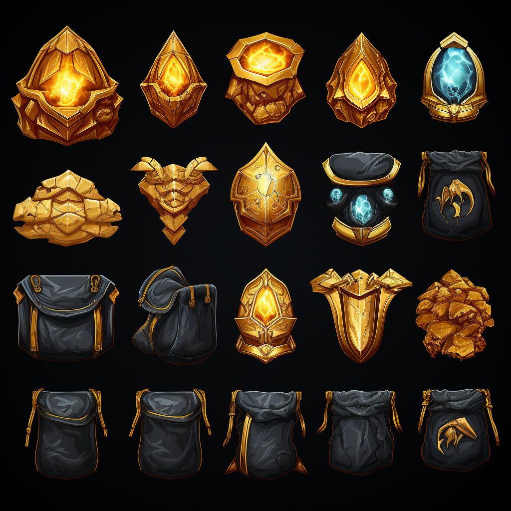 game asset spritesheet heroes gold bag black