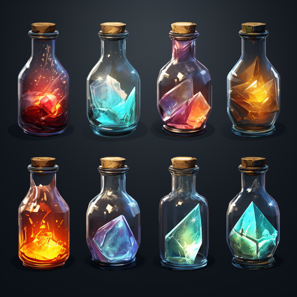 Broken glass bottle in game elements