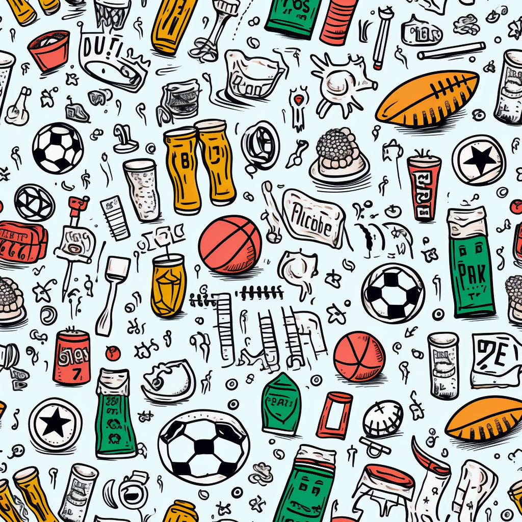 Handdrawn gameday symbols in whimsical style