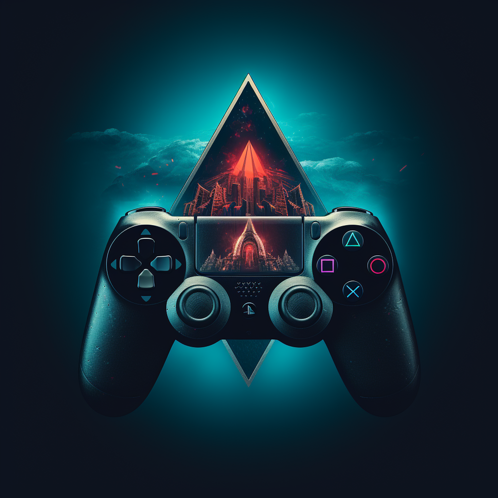 Geometrical gaming logo with joystick