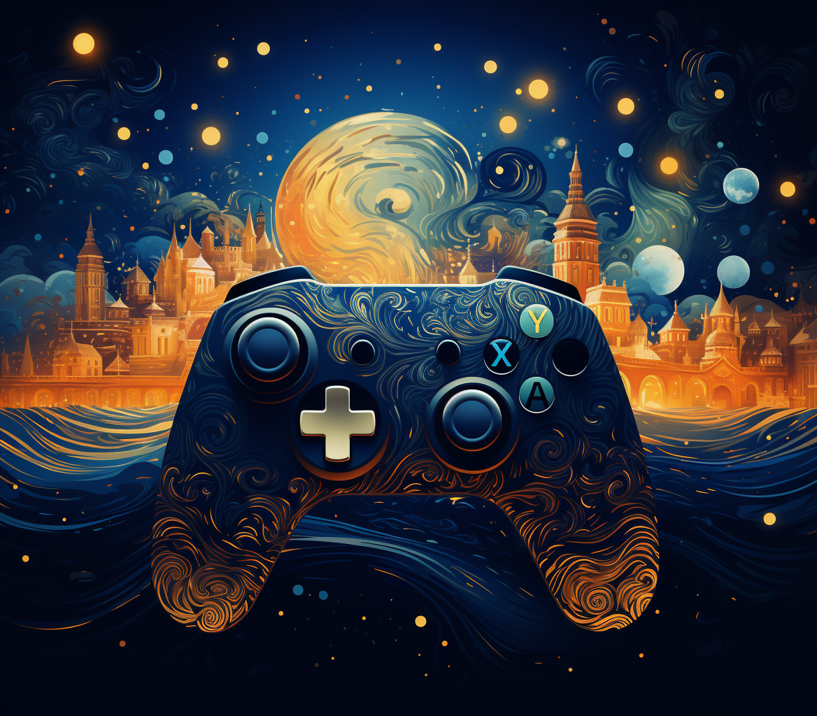 Detailed gaming controller artwork