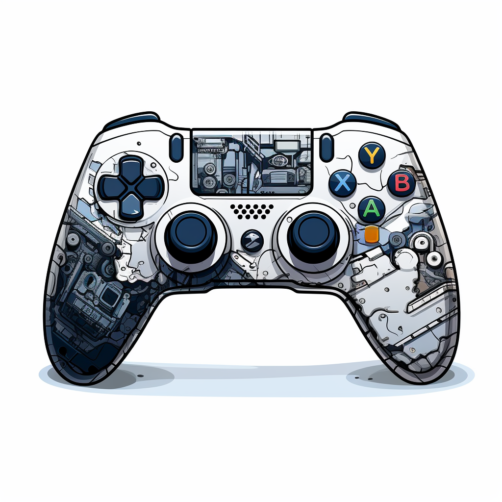 Isolated Gaming Controller Cross-Section on White Background