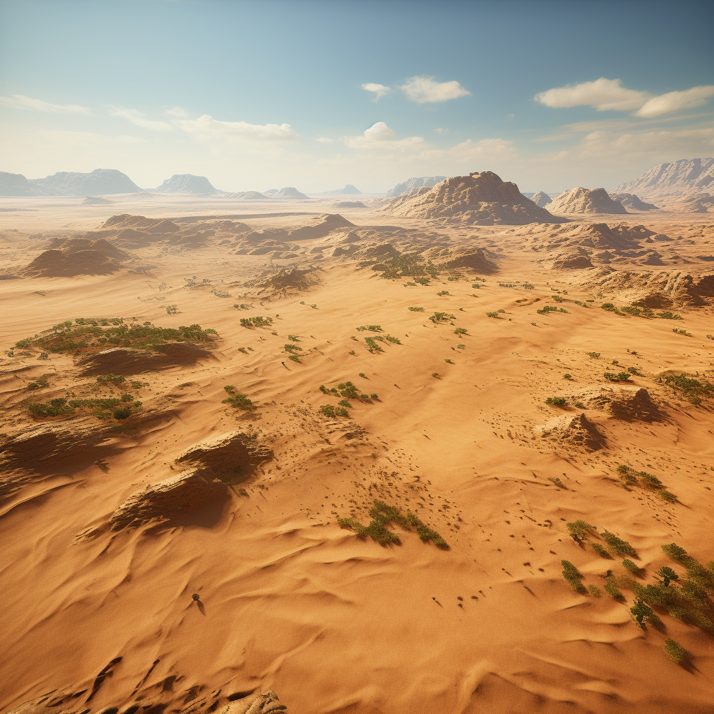 Gaming MMO Yellow Sand Desert Mountains Aerial View