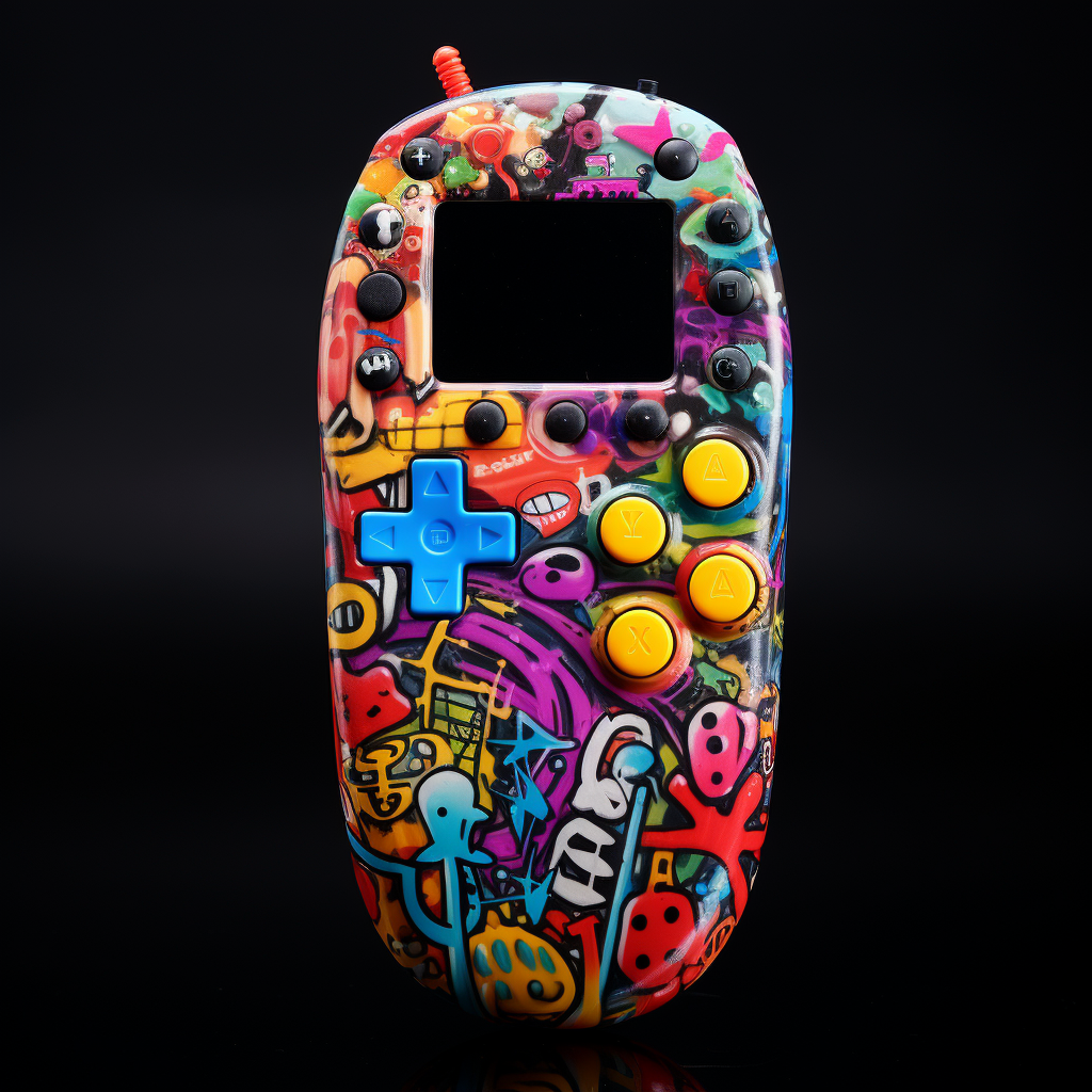 Colorful gaming remote with unique buttons