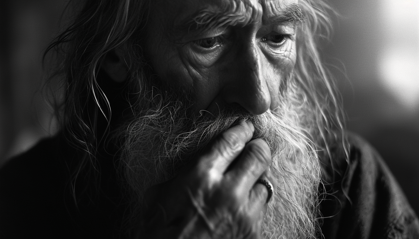 Gandalf picking his nose in portrait photography