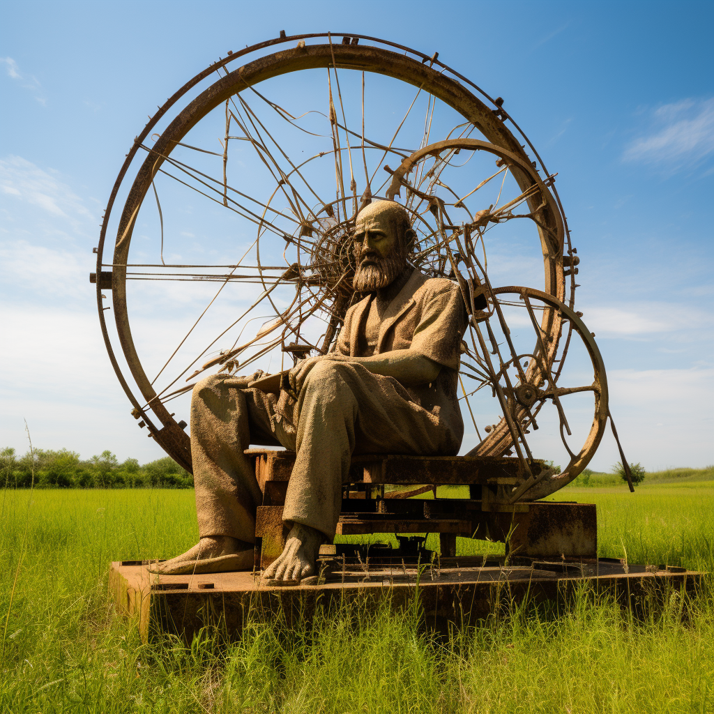 Gandhi Ji's Big Charkha in Grass Field