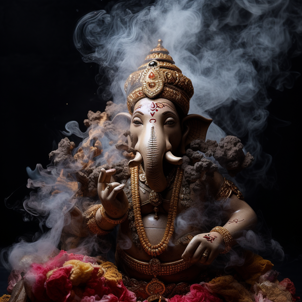 Ganesha formed by smoke on incense stick