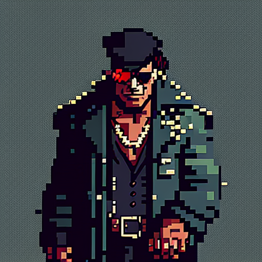 Gangsta character in pixel style art