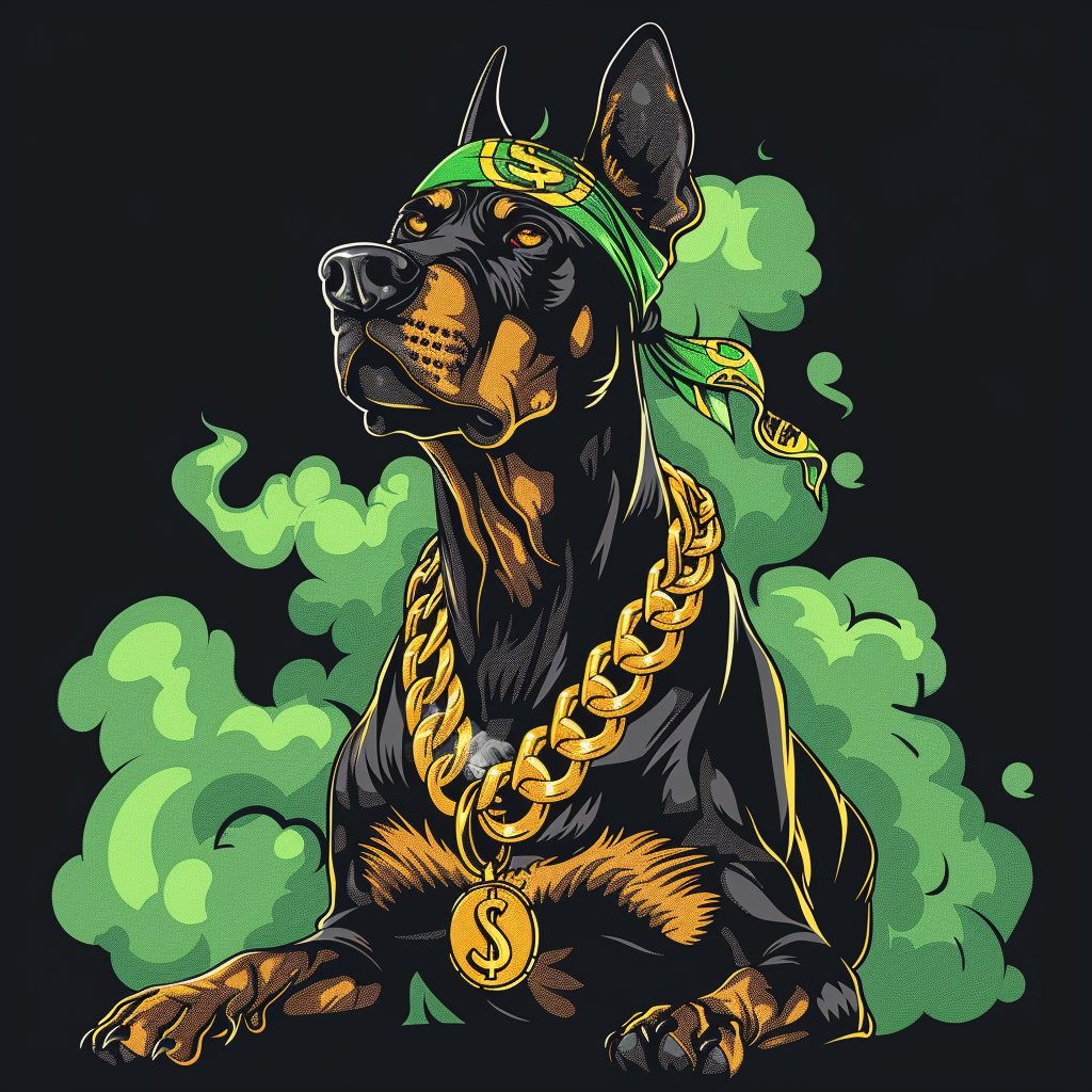 Sitting Gangsta Doberman Dog