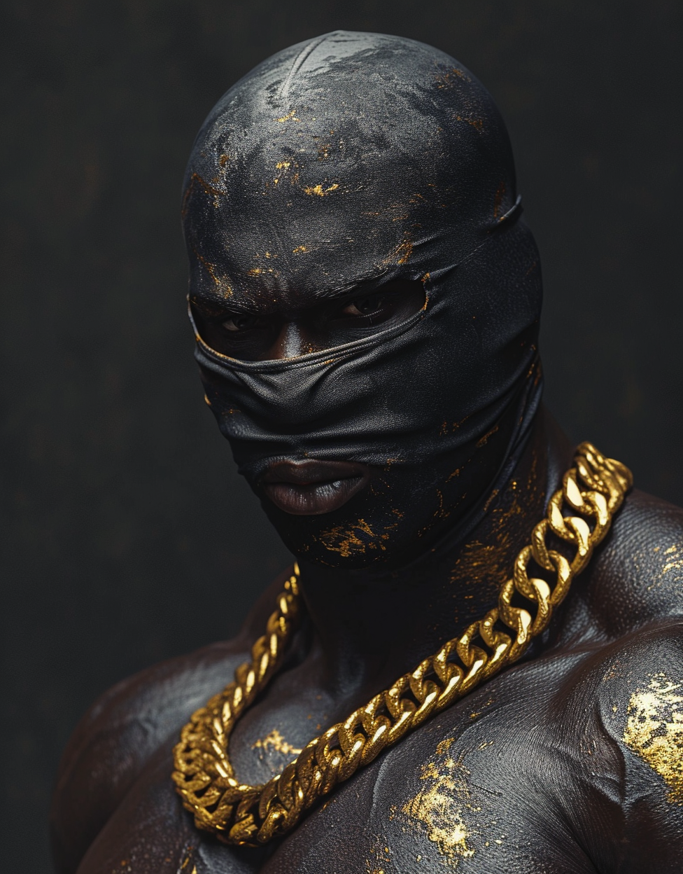 Gangsta with Golden Chains and Balaclava