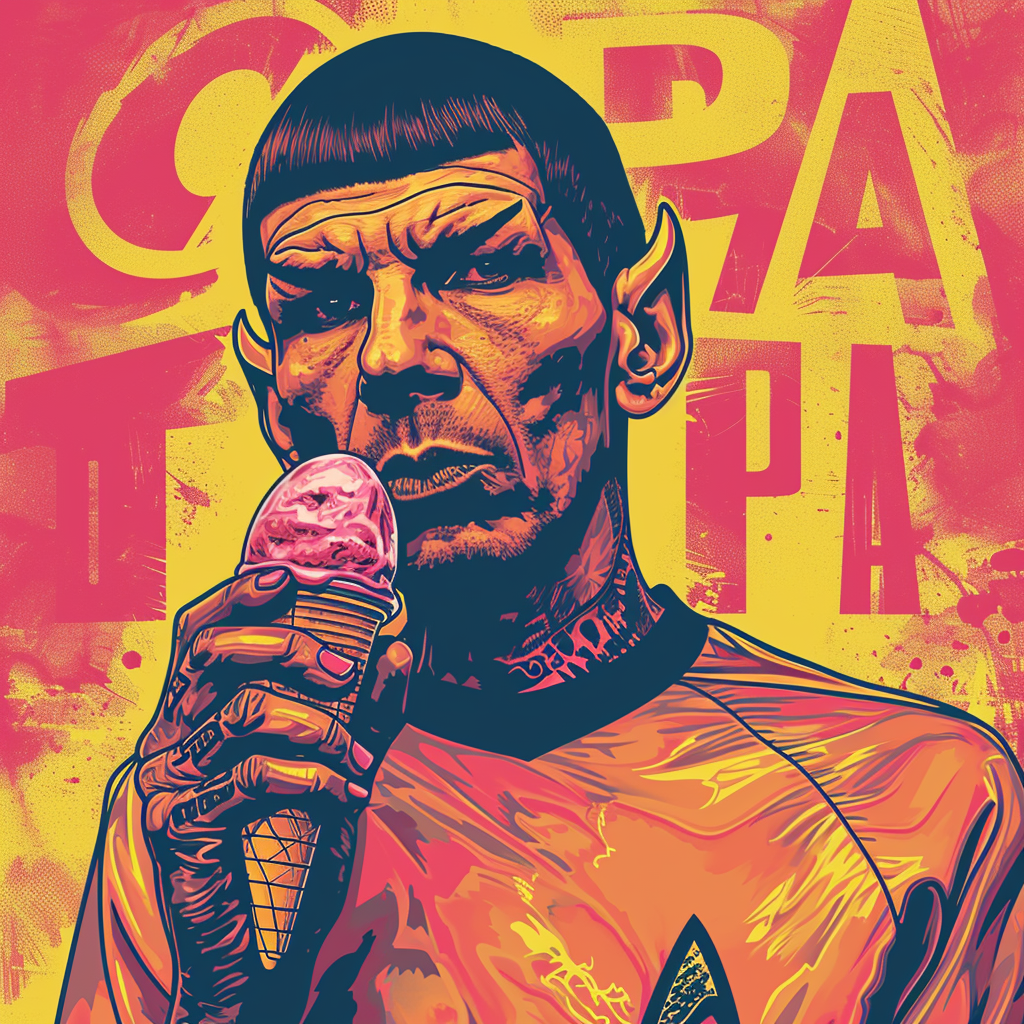 Gangsta Mr. Spock holding ice cream