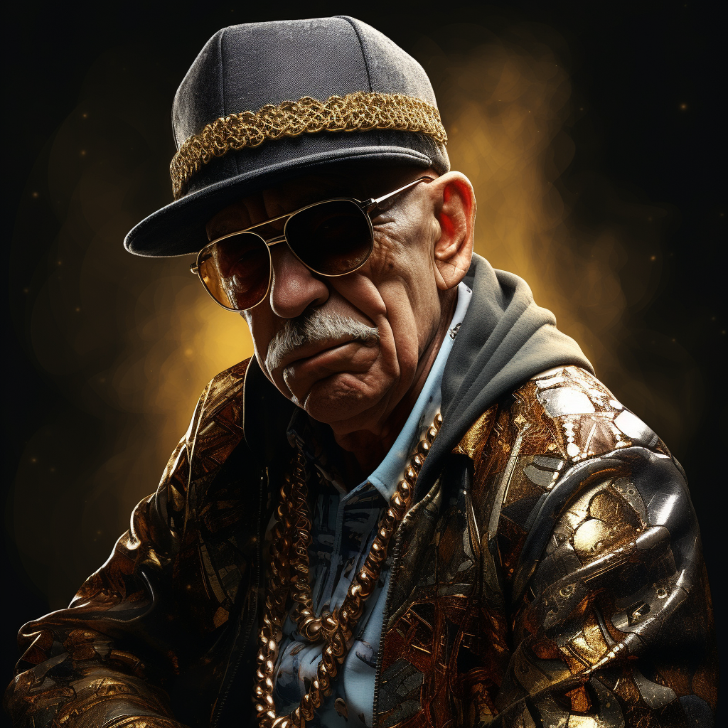 Realistic Gangsta Rapper Old American Man