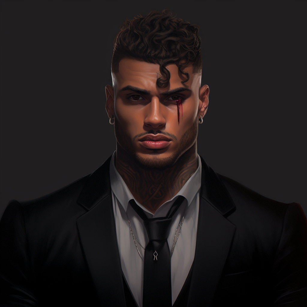 Gangster All Black Male Portrait