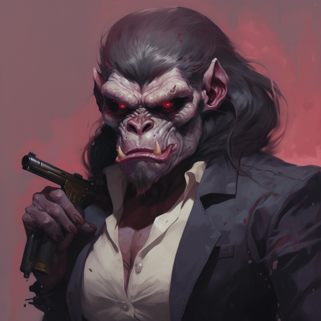 Female gangster ape portrait image