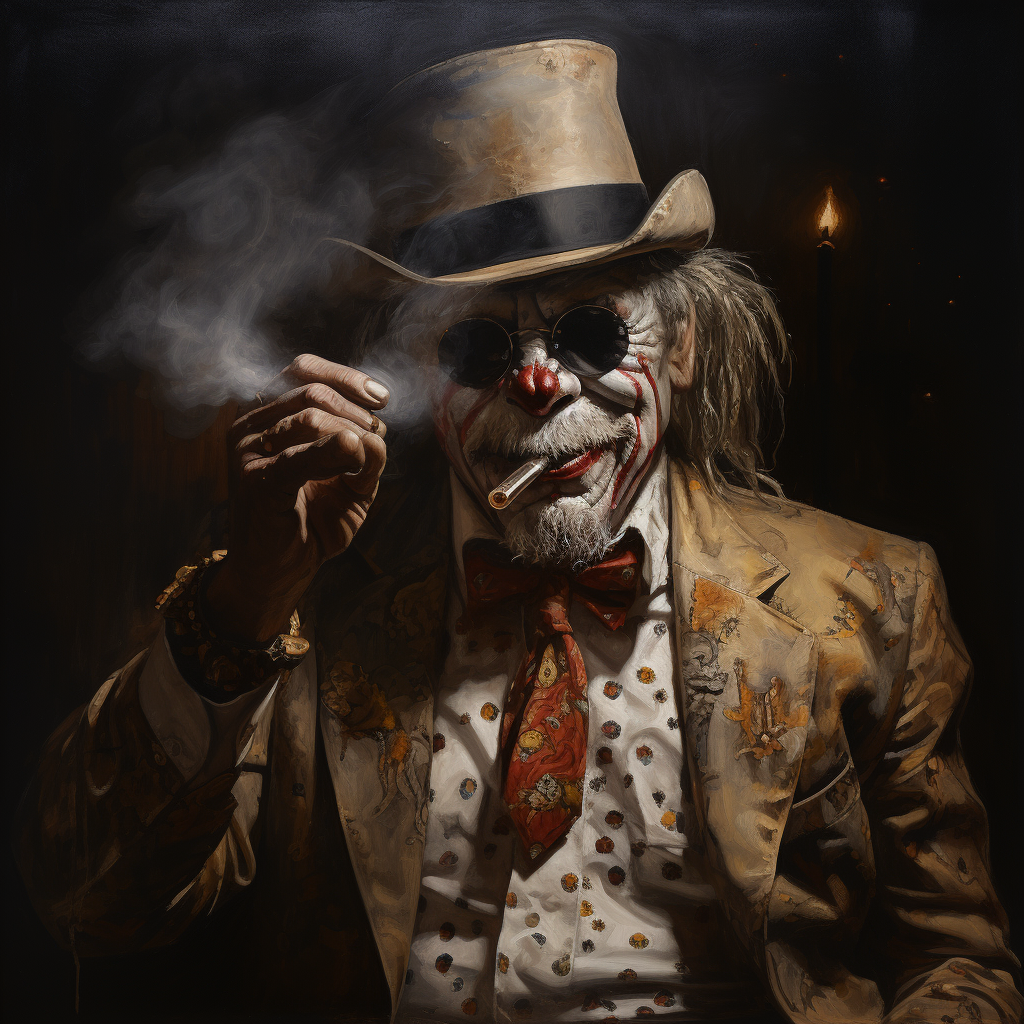 Gangster Clown Smoking Cigar Whiskey Shot