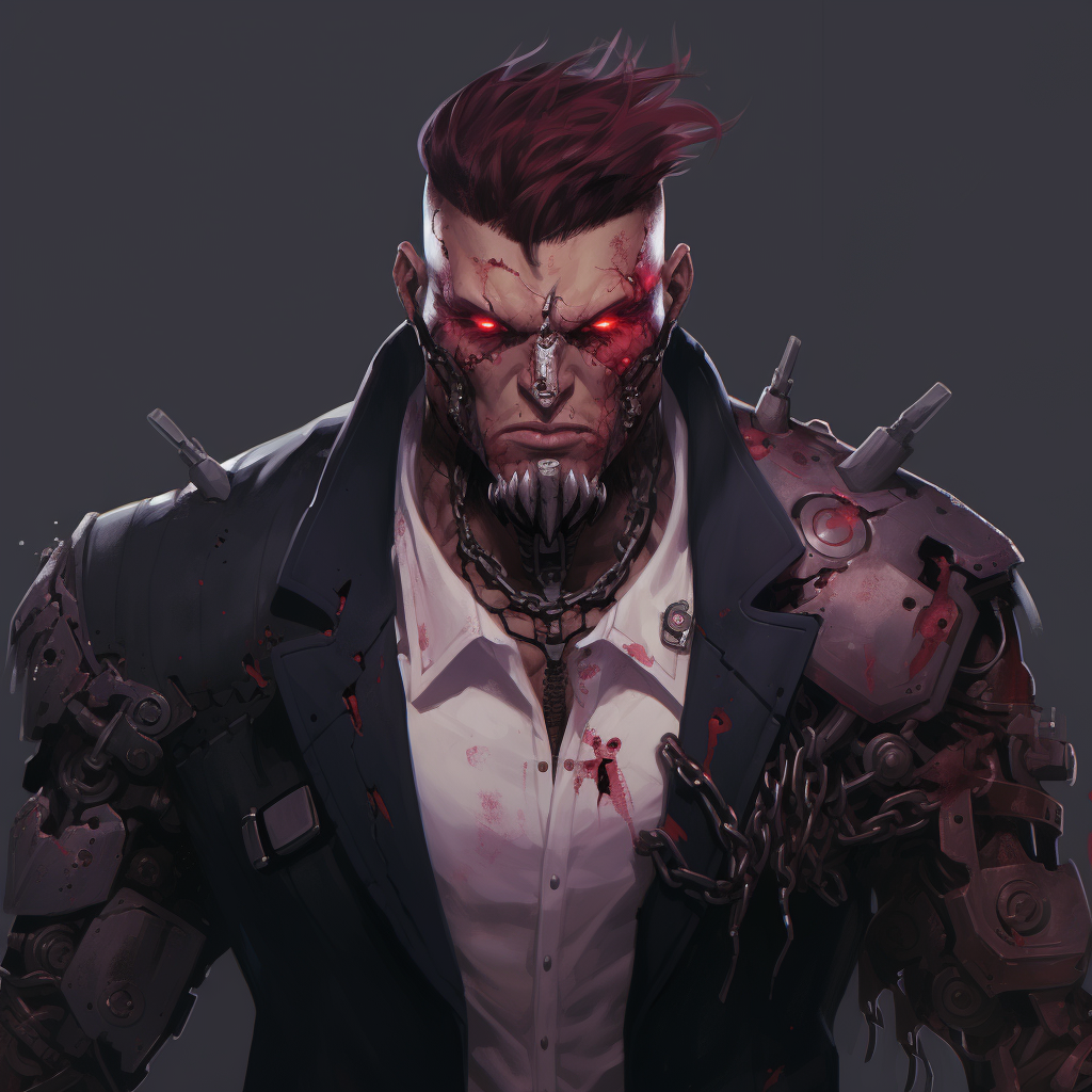 Gangster Mech Portrait Stitches Male