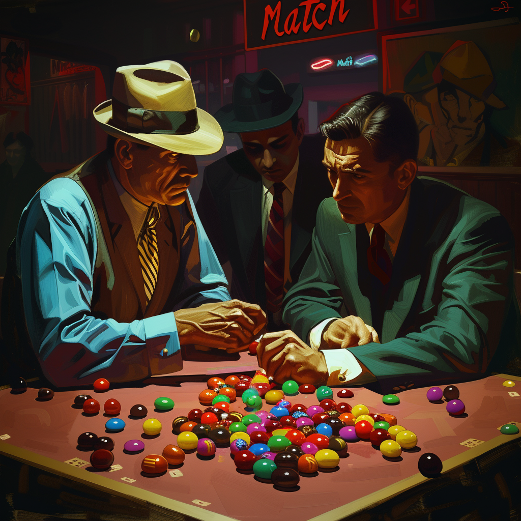 gangster playing match 3 board game