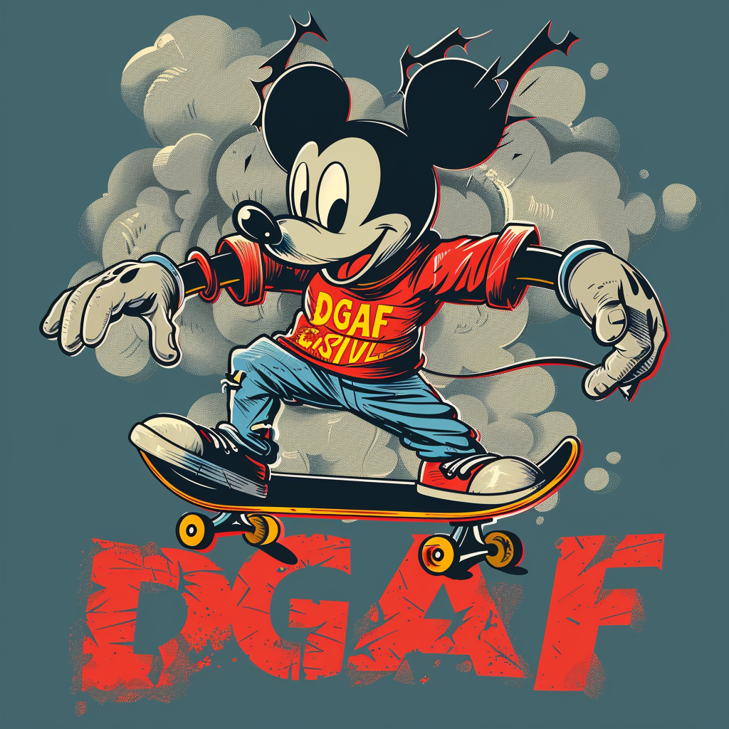 Gangster Mickey Mouse Skateboard Graphic