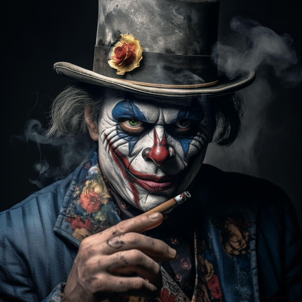 Gangster Clown Smoking a Cigar
