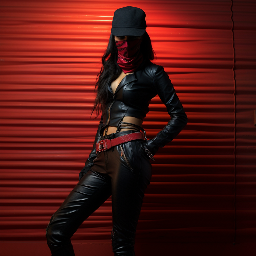 Stylish gangster girl in latex and leather