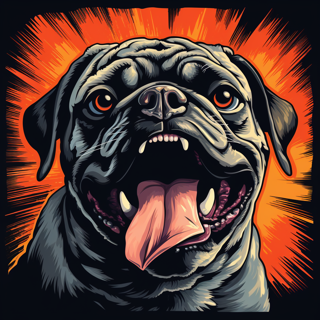 Fierce Ganster Pug with Bared Teeth