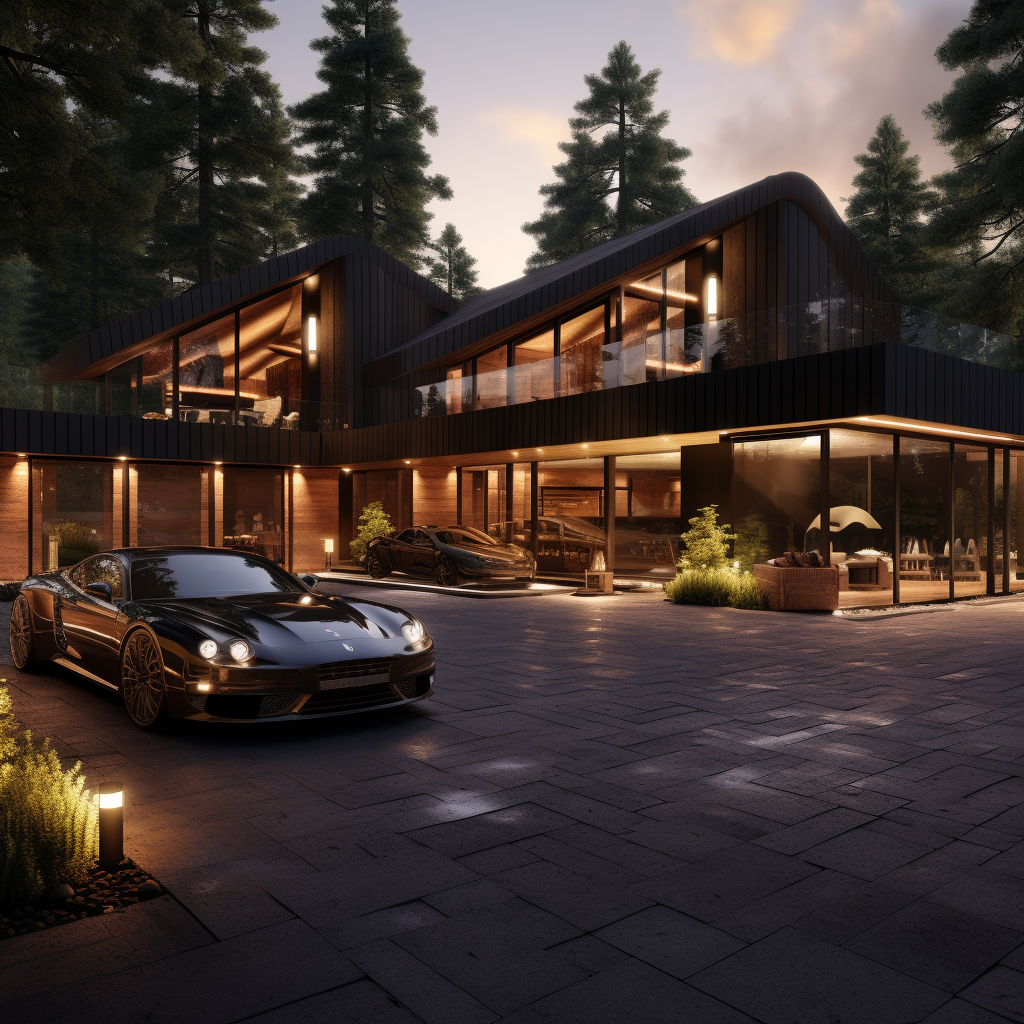 Luxury chalet garage with Iron Man design