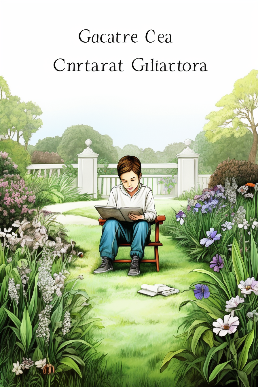 Boy sitting on grass, drawing in book