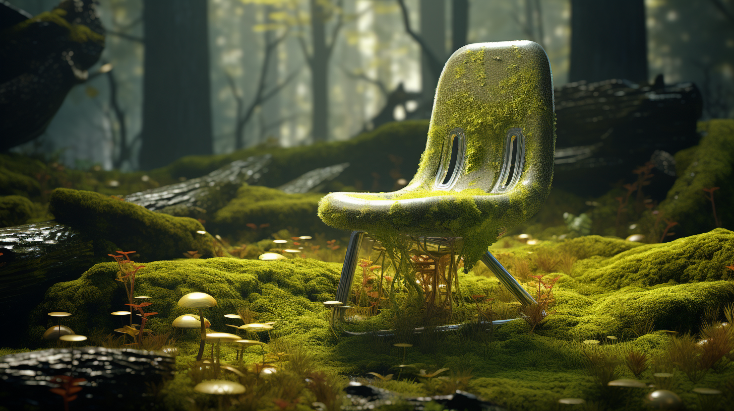 Green Moss-Covered Garden Chair