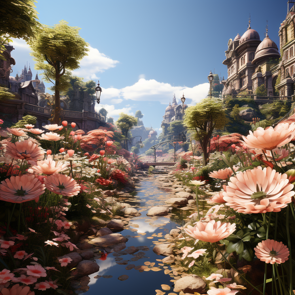 Garden flowers in video game