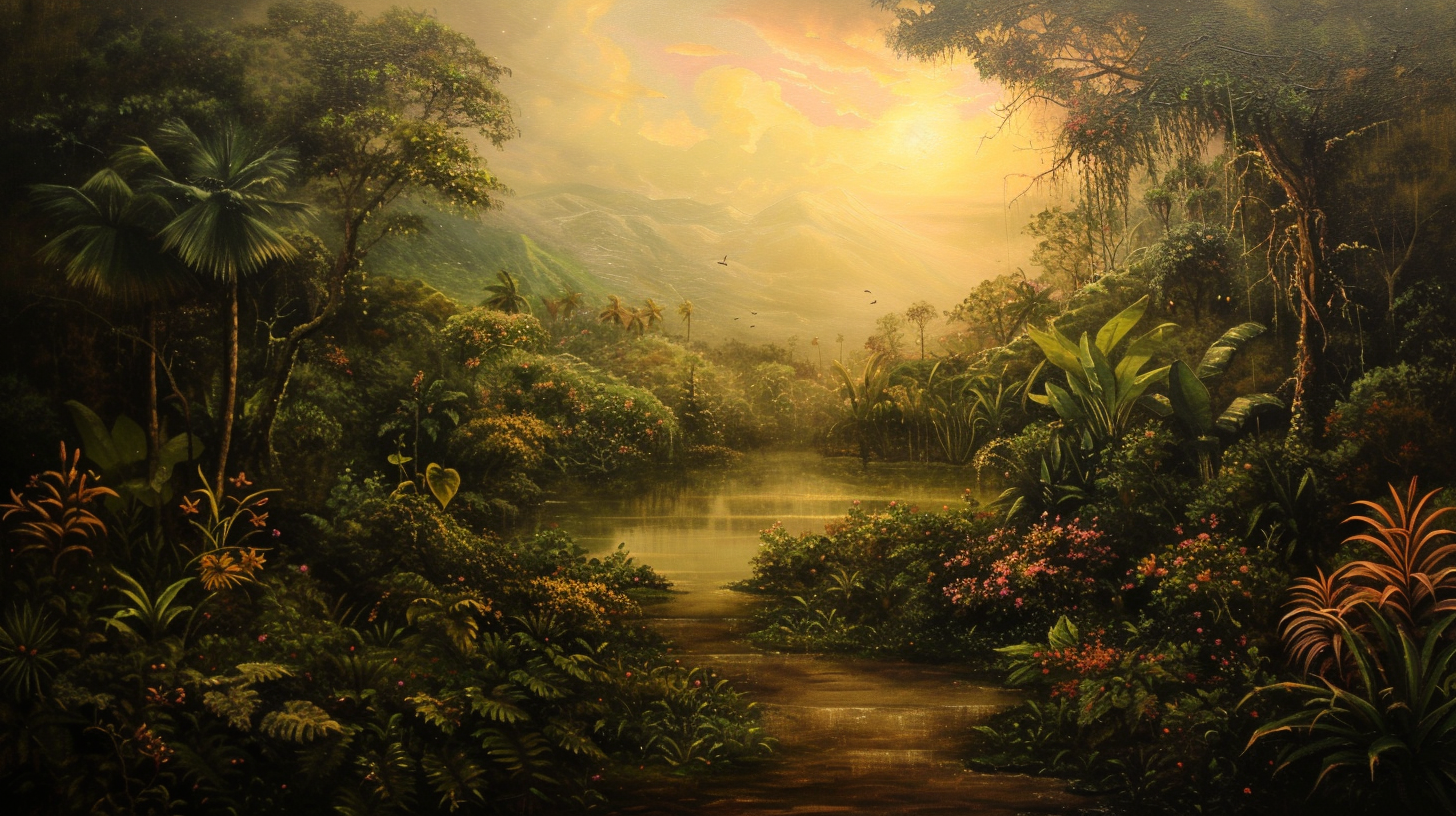 Garden of Eden Painting with Ambient Lighting