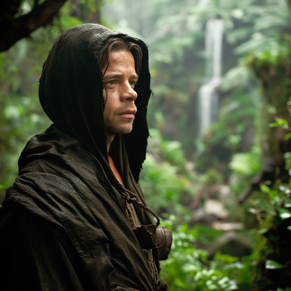 Brad Pitt exploring the enchanting Garden of Eden