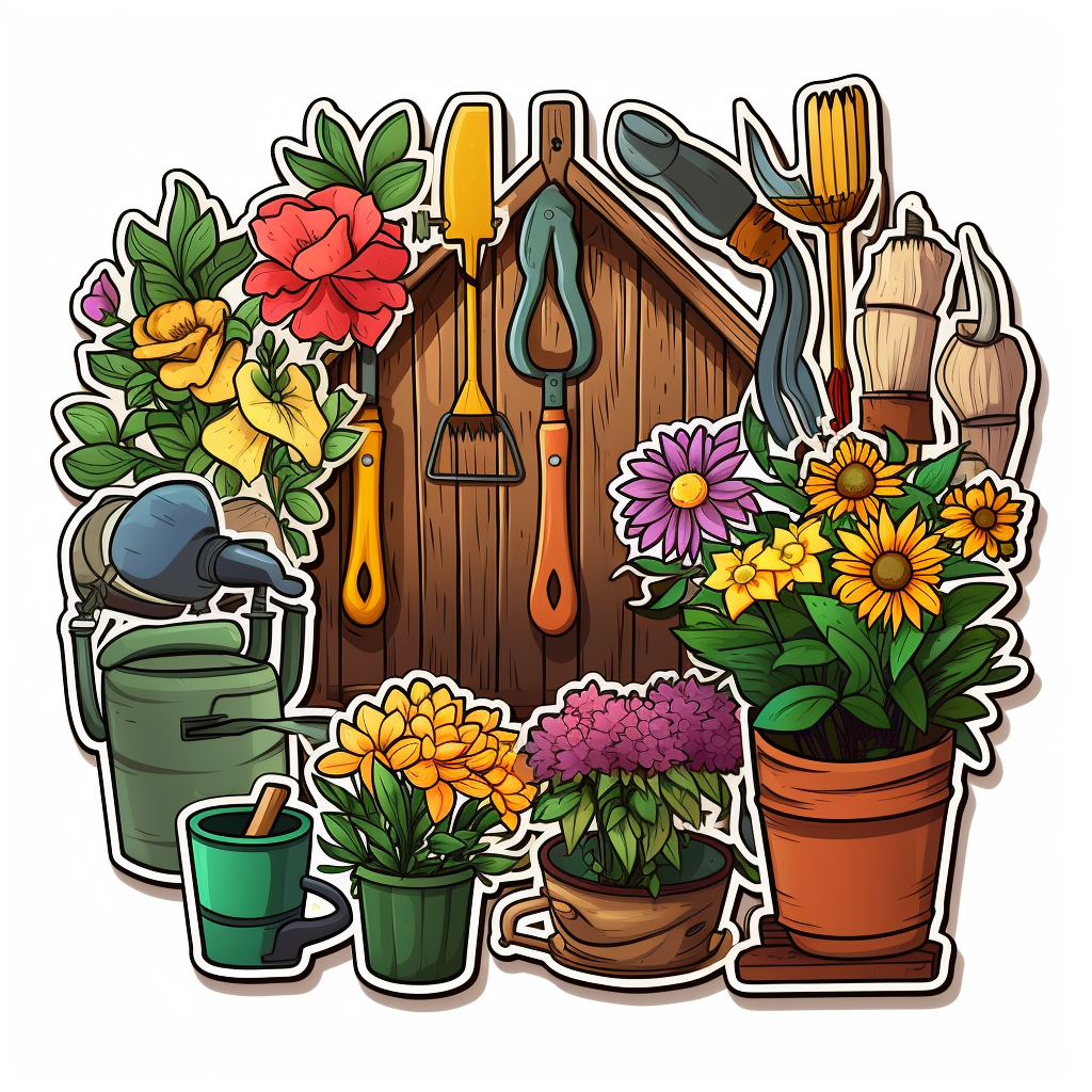 Stickers of garden tools