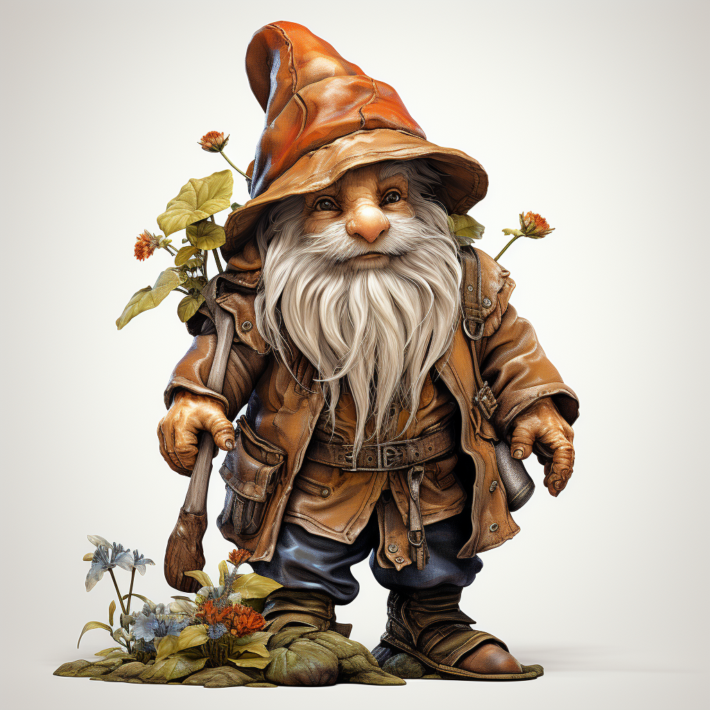 Garden Female Gnome Interrogative White Background Realistic