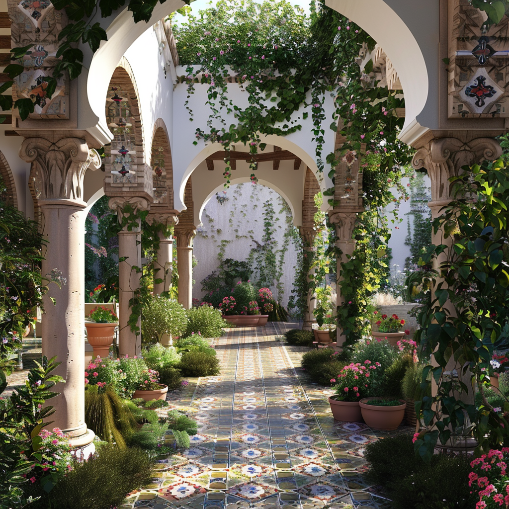 Romanesque Garden with Greenhouse