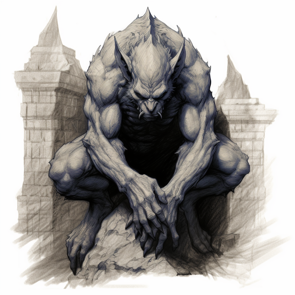 Sketchy Gargoyle in Aggressive Pose