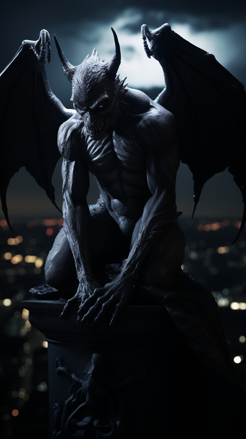 Realistic Gargoyle Statue on Skyscraper