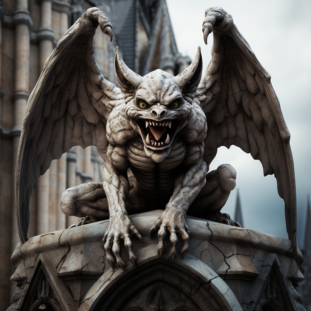 Beautiful gargoyle statue with intricate details