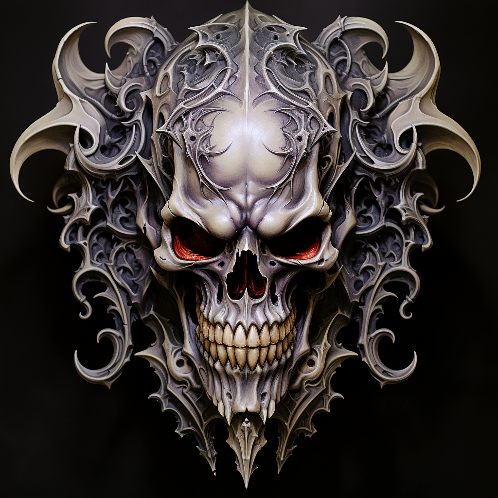 Spooky gargoyle skull tattoo design